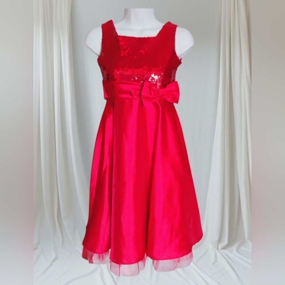 Rare Editions Vibrant Red Special Occasion Girls Holiday Dress Size 12 NWT